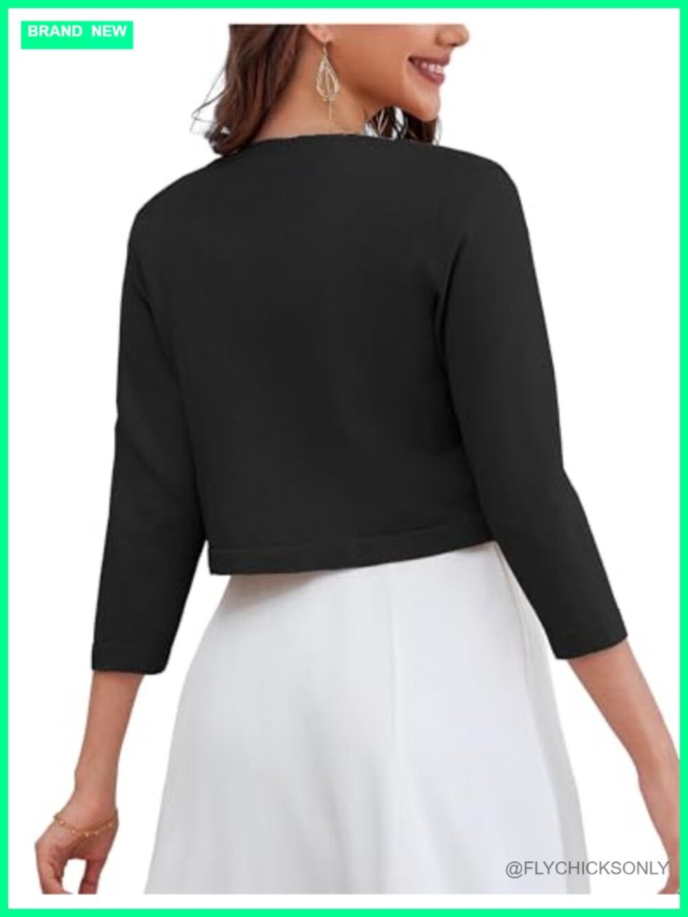 Women's Cropped Bolero Shrug Cardigan 3/4 Sleeve Open Front Lightweight Soft - Picture 5 of 6